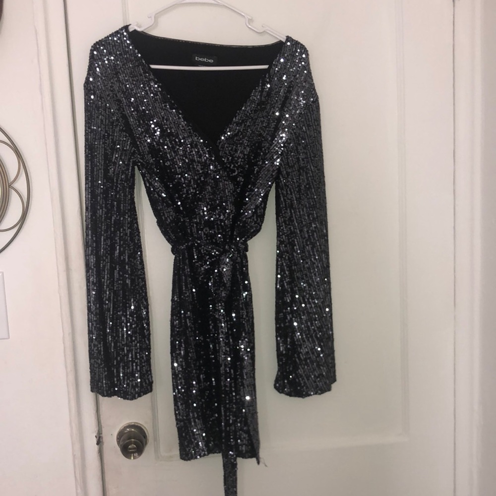 long sleeve shimmer glitter dress